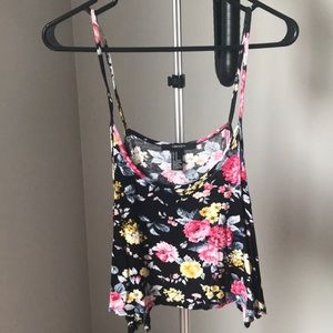 F21 medium flower crop tank top spaghetti strap